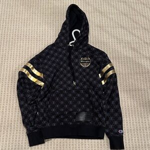 Champion Black Hoodie with Gold Stripes